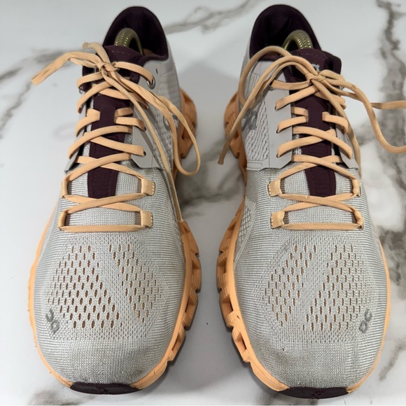 On Running Cloud X Gray Peach Knit Mesh Lightweight Training Women’s Sneakers, 8 - Picture 5 of 14